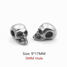 2-5mm Hole 316l Stainless Steel Punk Style Skull Head Beads Charms for Men String Bracelets Jewelry Making