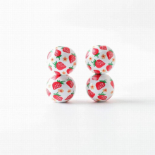 20Pcs Summer Wooden Beads Strawberry Cherry lemon Printing Round Beads DIY Childrens Loose Beads Accessories