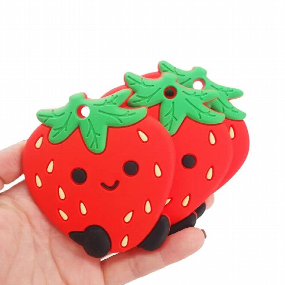 Chenkai 10pcs Silicone Strawberry Reassure Teether Pacifier Dummy Teething DIY Infant Smoothing Sensory Bite Toy Accessories