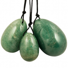 Tigers Eye Yoni Eggs Set of 3, Predrilled with Unwaxed String, Massage Stones for Women to Strengthen Pelvic Floor Muscles with