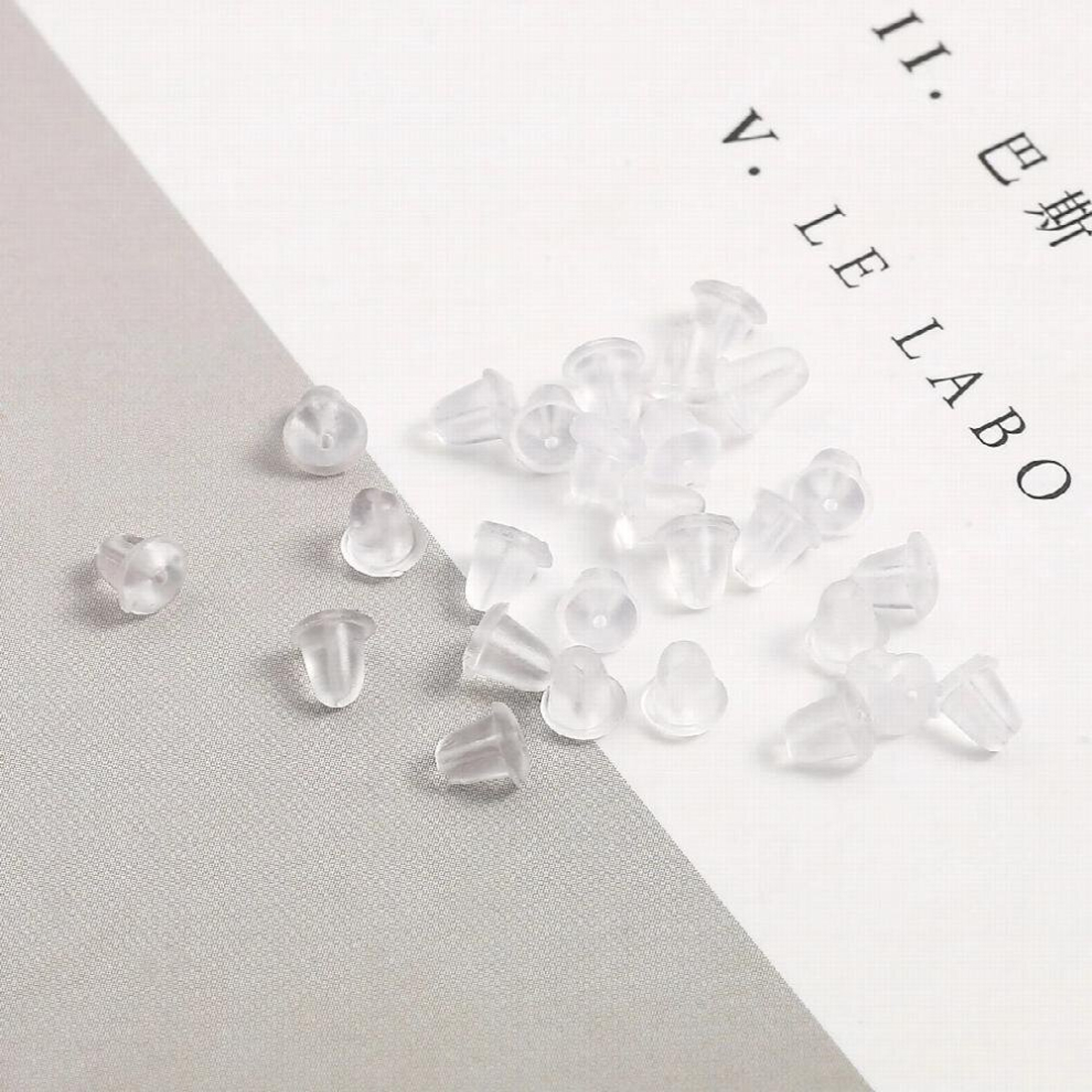 200Pcs Hypoallergenic Plastic Ear Plug Ear Plug Cap Buckle Slip Behind Transparent Plastic Earplug Silica Earrings 885667904928