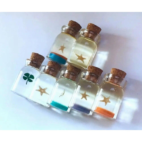 12 pcs Drifting bottle Style Real Four Leaf Clover Star Specimen 2