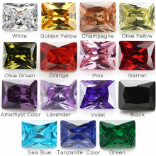 1PCS Per Colors Total 15pcs Size 4x6mm ~ 10x12mm Retangle Shape Loose Cubic Zirconia Stone For Jewelry DIY
