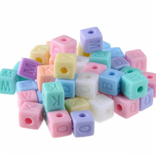 50pcs/bag 10x10mm Mixed Letter Alphabet Colorful Jewelry Making DIY Cube Acrylic Beads for Kids Jewelry Making DIY
