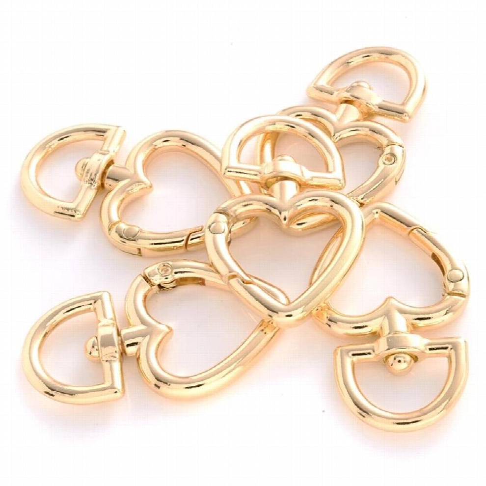 5Pcs Metal Heart-Shaped Snap Hook Collar Carabiners Hooks Bags Strap Buckles Lobster Clasp Keychain Snap Ring Outdoor Tools 885668093775