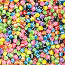 Acrylic Striped Round Beads Candy DIY Jewelry Accessories Kids Bracelet Necklace Beaded Material