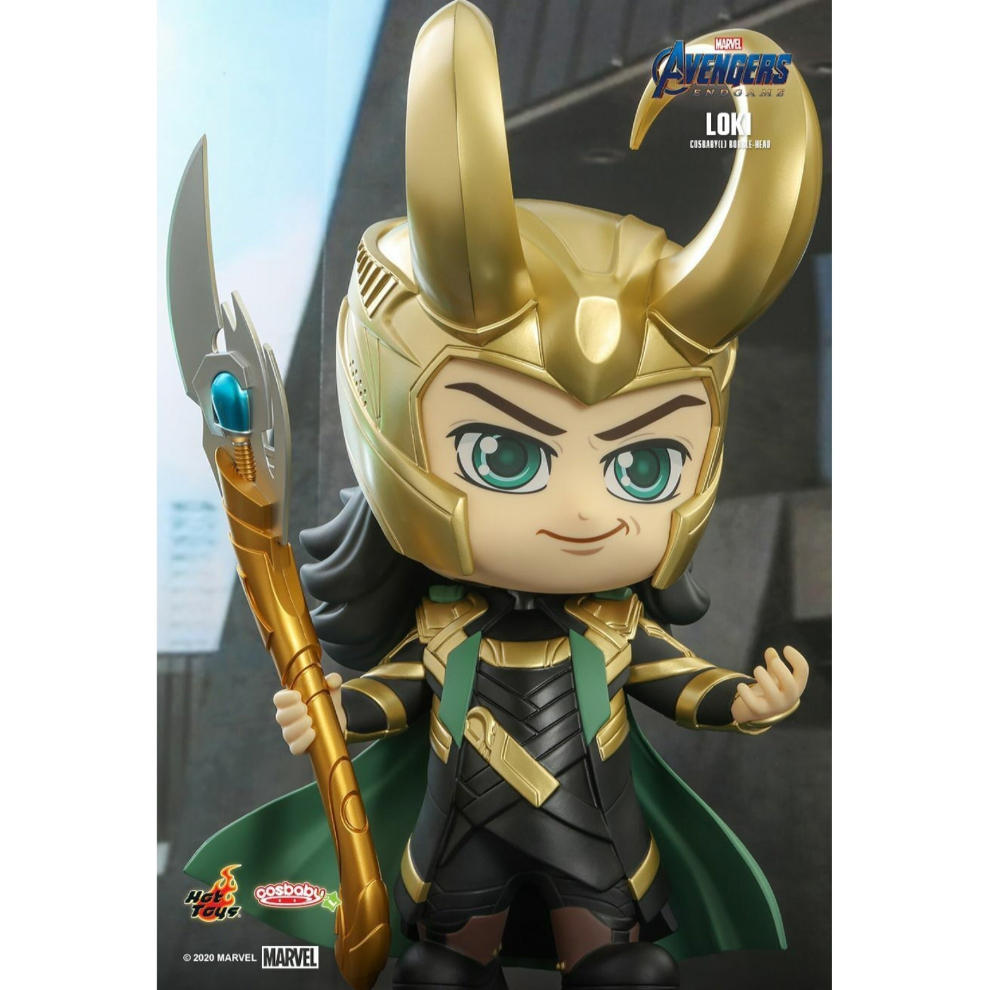 Hot Toys COSBABY Marvel Avengers: Endgame Loki With Sceptar Large Bobble-Head