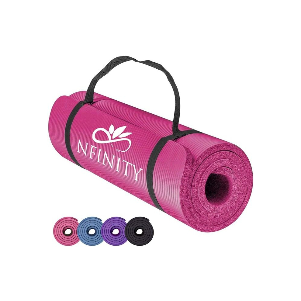 (PINK) NBR Yoga Mat Exercise Fitness foam Extra Thick 