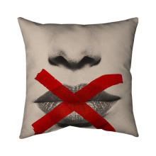26 x 26 in. Greyscale Lips with A Red X-Double Sided Print Indoor Pillow