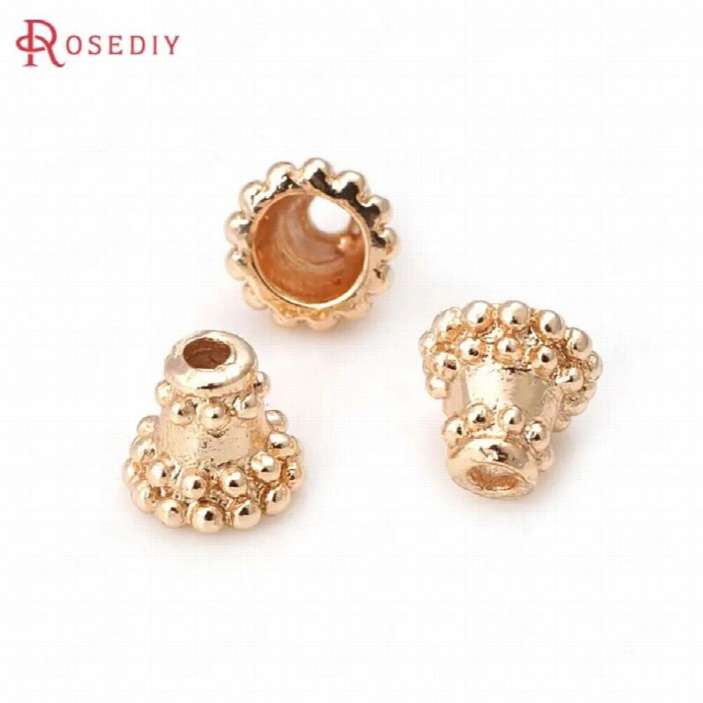 10PCS 8MM High Champagne Plated Brass Speaker Beads Caps High Diy Jewelry Accessories-image-OPC-PCTJ8NV-NEW