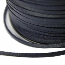 10 Yards 3mm Patent Faux Flat Soft Suede Leather Cord for DIY Bracelet Jewelry Making, Navy Coated