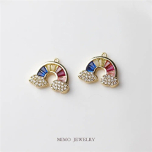 copper plated micro-inlaid zircon cloud rainbow lovely pendant DIY pendant