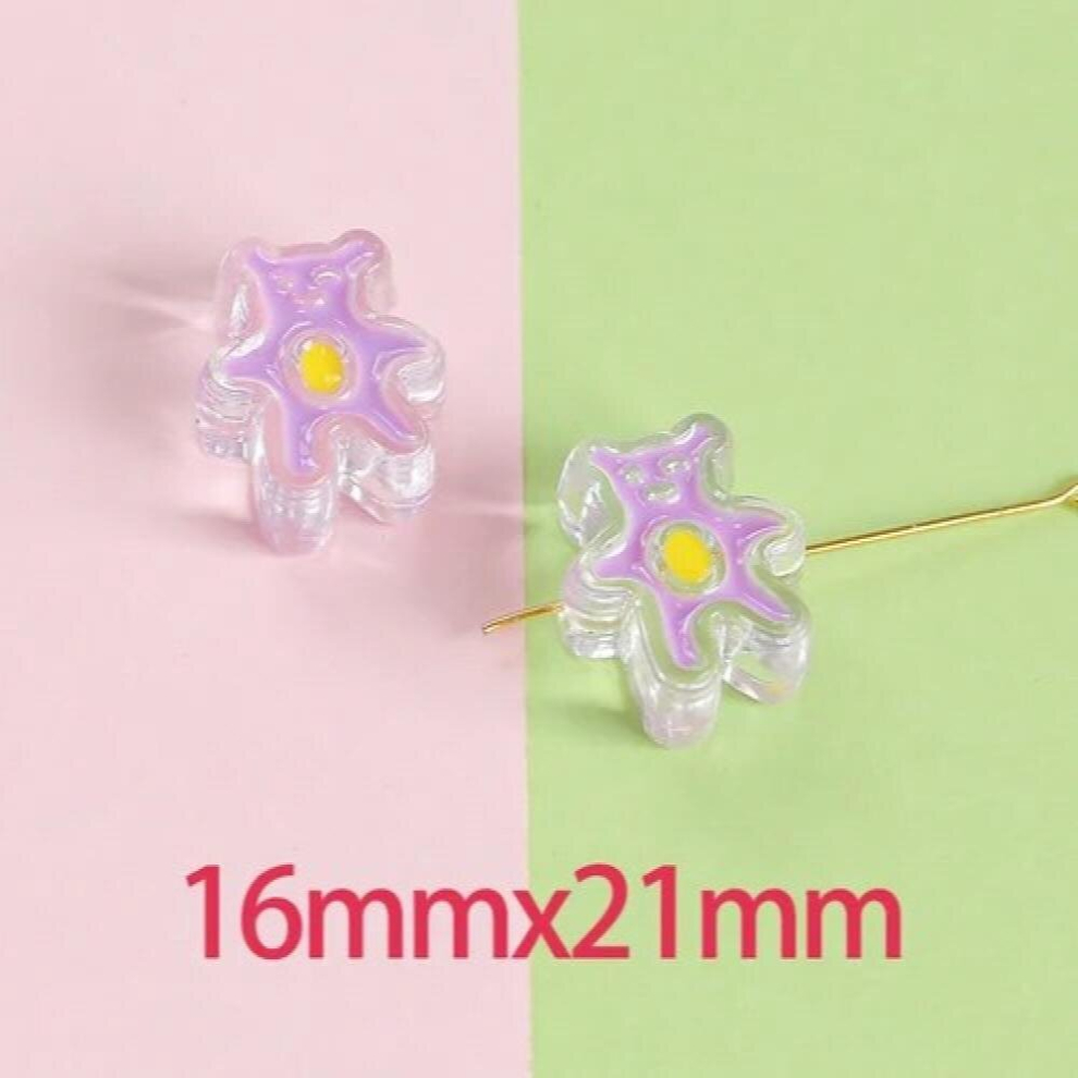 Cartoon Hand-Painted Bow Flower Drip Acrylic Mobile Phone Chain Hair Rope Bead Material Diy Accessories Loose Beads Multicoloured 885673796135