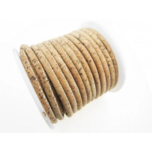 3mm Cork leather cord Stitched natural cork piece Round portuguese cork leather