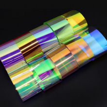 10pcs Holographic Iridescent Cellophane Transparent Rainbow Resin Mold Filling Resin Art Supplies Gradient Aurora Glass Paper