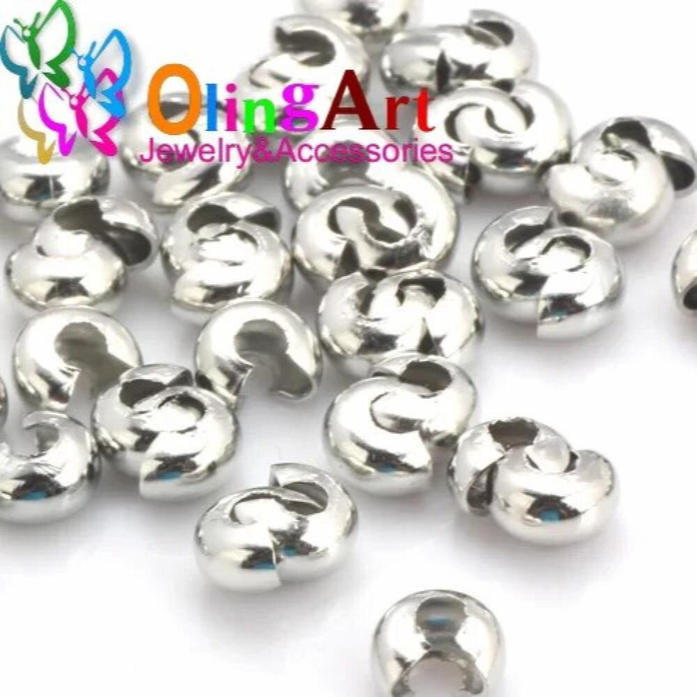 OlingArt 6MM 60pcs Plating Rhodium/Gold/Bronze/Rose High Copper Alloy Crimp Beads Round Covers DIY Jewelry Making-image-OPC-PCTJF5W-NEW