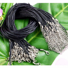 1.5mm 100Pcs Rubber Necklace Cord With Clasp adjustable Rubber Rope Pendant Charms Lobster Clasp String Jewelry DIY