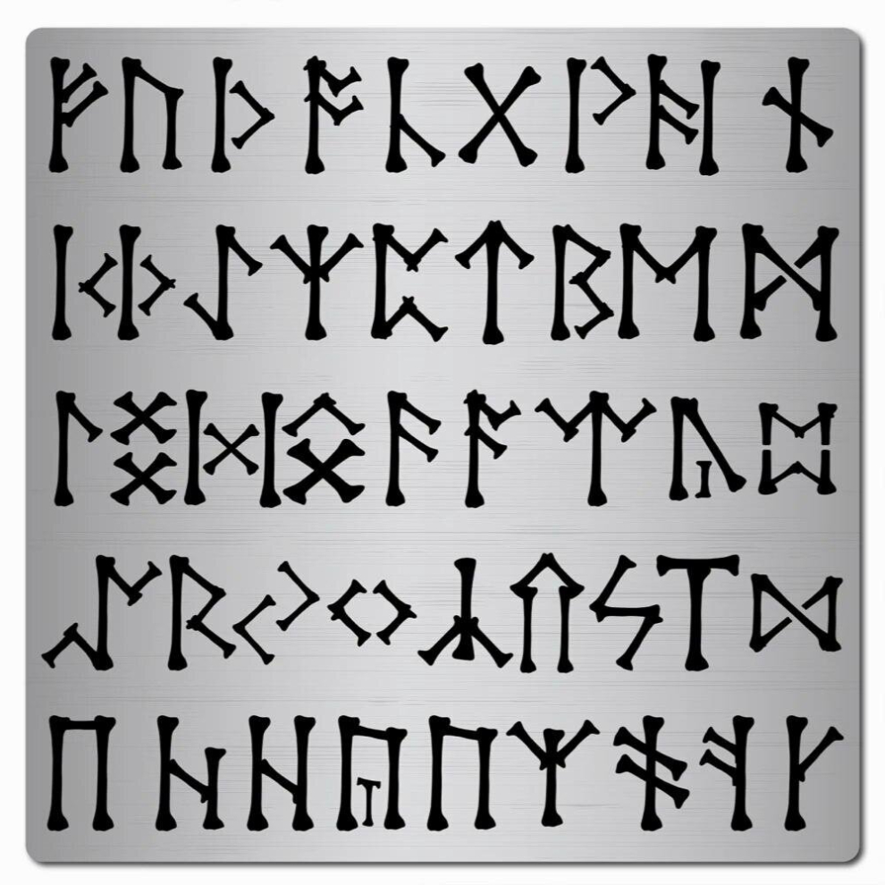 Metal Runes Stencil Ancient Alphabet Elder Futhark Plantillas Template Gothic Font Lettering Stencils For Paint Engraving Craft 885673799747