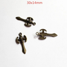 10pcs 30x14mm Charm Vintage Bronze Samurai Sword Choker Pendants Jewelry Making Diy Men Necklace Accessories Crafts