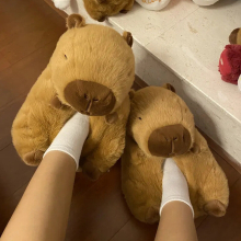 Plush Capybara Sofa Slippers Full Coverage Warm Indoor House Shoes Sole Nonslip