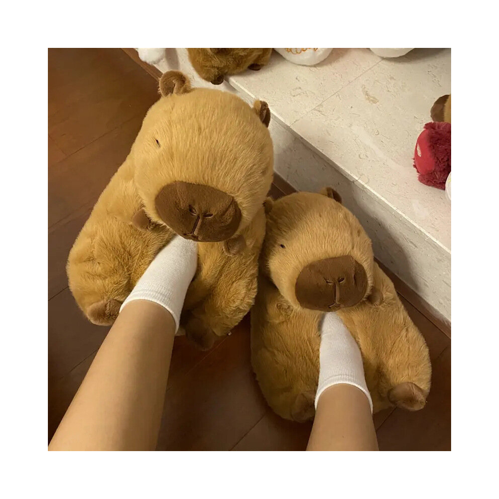 Plush Capybara Sofa Slippers Full Coverage Warm Indoor House Shoes Sole Nonslip