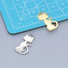 Nedar 5Pcs 13*25mm Pet Cat Kitten Pendant Necklace Cartoon Animal Accessories Birthday Gift Stainless Steel Jewelry Charms