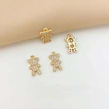 18K gold-covered movable zircon bear pendant diy vitality girl jewelry material hand-made necklace bracelet