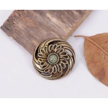 10PC 28MM Tribal FLOWER WHIRLWIND BEIGE TURQUOISE BRASS LEATHERCRAFT WALLET CONCHOS