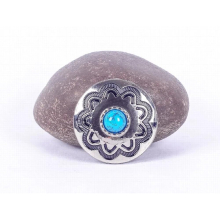 10PC 30MM Turquoise Flower Western Horst HeadStall Saddles Bridle Tack Silver decoration Screwback