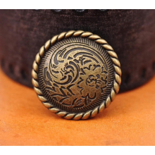30mm 10X Antique Brass Flower Engraved Rope Side Leathercraft Belt Wallet Purse Decoration Hardware DIY CONCHO SET Screw back