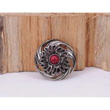 10PC 28MM Tribal FLOWER WHIRLWIND RED TURQUOISE SILVER LEATHERCRAFT WALLET CONCHOS