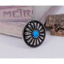 10pc Tribal BlueTurquoise Silver Bohemian Flower Leathercraft Saddle Conchos