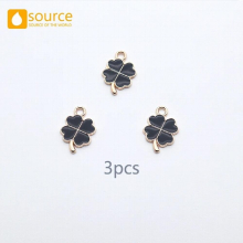 3pcs Pink Four-leaf Clover Pendant Bracelet Necklace Pendant For Children And Ladies Alloy Clothing Accessories