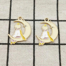 10pcs 17x25mm enamel boy moon charm for jewelry making earring pendant bracelet charm necklace charms zinc alloy diy finding