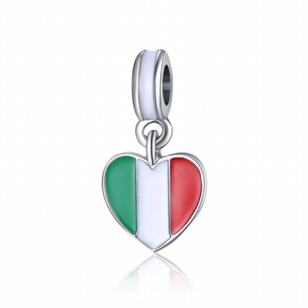 DIY charms plata de ley bracelet valentines Italian flag sieraden charm bijoux Beads Jewelry DGB423