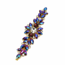 18.2X5.5cm crystal Golden Base Flower rhinestone applique Belt For wedding evening dress Decoration sewing on Rhinestone