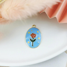 10pcs Cartoon Boy Rose Metal Charms Oval Shaped Enamel Charm Pendants Fit Bracelet Earring Jewelry Diy Accessory Finding