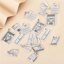 18 Pcs Mixed Random Silver Stapler Schoolbag Charm Pendant School Supplies Boys Girls Jewelry Accessories