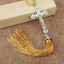 Catholic Christian Peace Crucifix Jesus Cross Pendant Tassel Fringe Car Hanging Pendant Women Men Ornament Jewelry Accessories