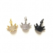5pcs Small Size Zirconia Paved Queen Crown Pendant for Girl Bracelet Clear Bling Charm for Women Jewelry Earring Necklace Making