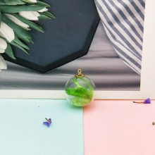 10pcs 25*29mm Feather Rhinestone Ball Charms Transparent Glass Ball Pendants Floating Fit Earring Hair Jewelry Accessories YZ673