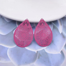 50pcs AB1394 35*23mm Jewelry Accessories Silver Water Drop Charm Pendant Girls Earring Findings