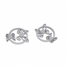 5Pcs Stainless Steel Hollow Butterfly Cat Head Charms for Jewelry Making Earring Pendant Necklace Accessories Diy Material
