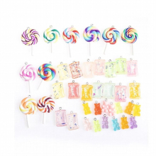 39pcs/lot Resin Lollipop Candy Charms Pendants for bracelets necklace earring key chain Jewelry lucky charm