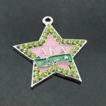 10pcs Greek Sorority Metal Alloy Greek Letter Rhinestone Pink Green Star Siver Charm Pendants For Jewelry Making