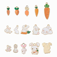 1 Box Easter Alloy Enamel Pendant Rabbit Carrot Easter Egg Flat Charms Bunny Necklace Bracelet Jewelry Making DIY Supplies