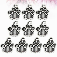 Pendant Charms Paw Dog Footprint Diy Pendants Jewelry Making Ornaments Necklace Animal Pet Charm Beads Alloy Bulk Puppy