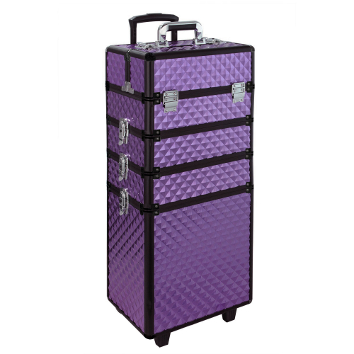Living And Home (Purple) 4in1 Professional Cosmetic Makeup Train Case