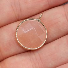 5 PCS Natural Stone Pendants Faceted Oblate Semi-precious Stone Edging Pendant for DIY Jewelry Making Good Size15x20 mm