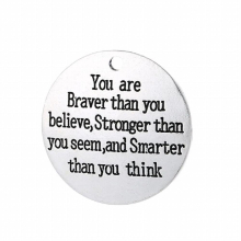 20pcs/lot 27mm ancient charm lettering You Are Braver Than You believe,Stronger than you seem,and smarter than you think